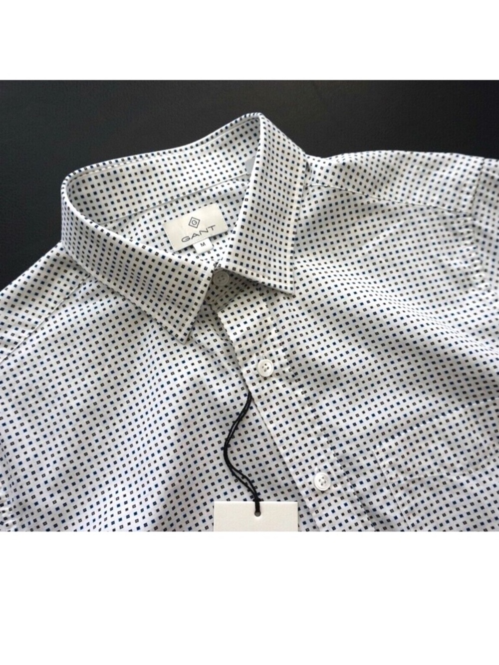 Gant Shirt Rugger 363054 Geo Print Fitted Navy Long Sleeve Cotton Small S